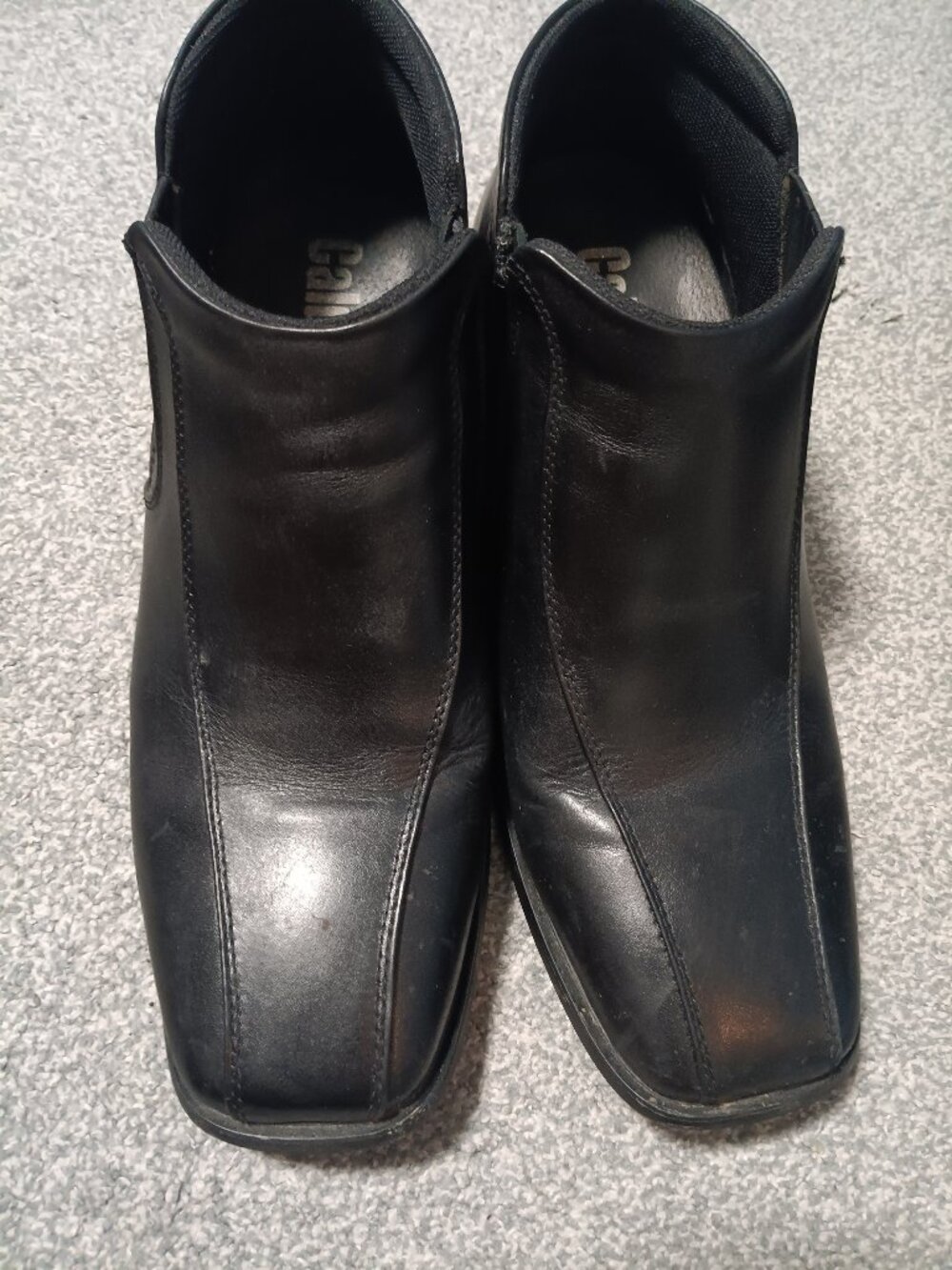 CALDEN size 11 Ankle Boot K99805 3.2 In Elevator Height Square Toe Zipper Black